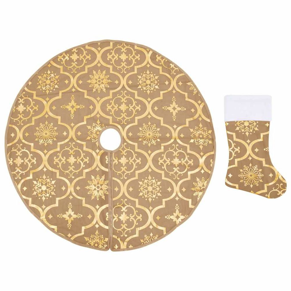 Jupe de sapin de noël de luxe avec chaussette jaune 90 cm tissu
