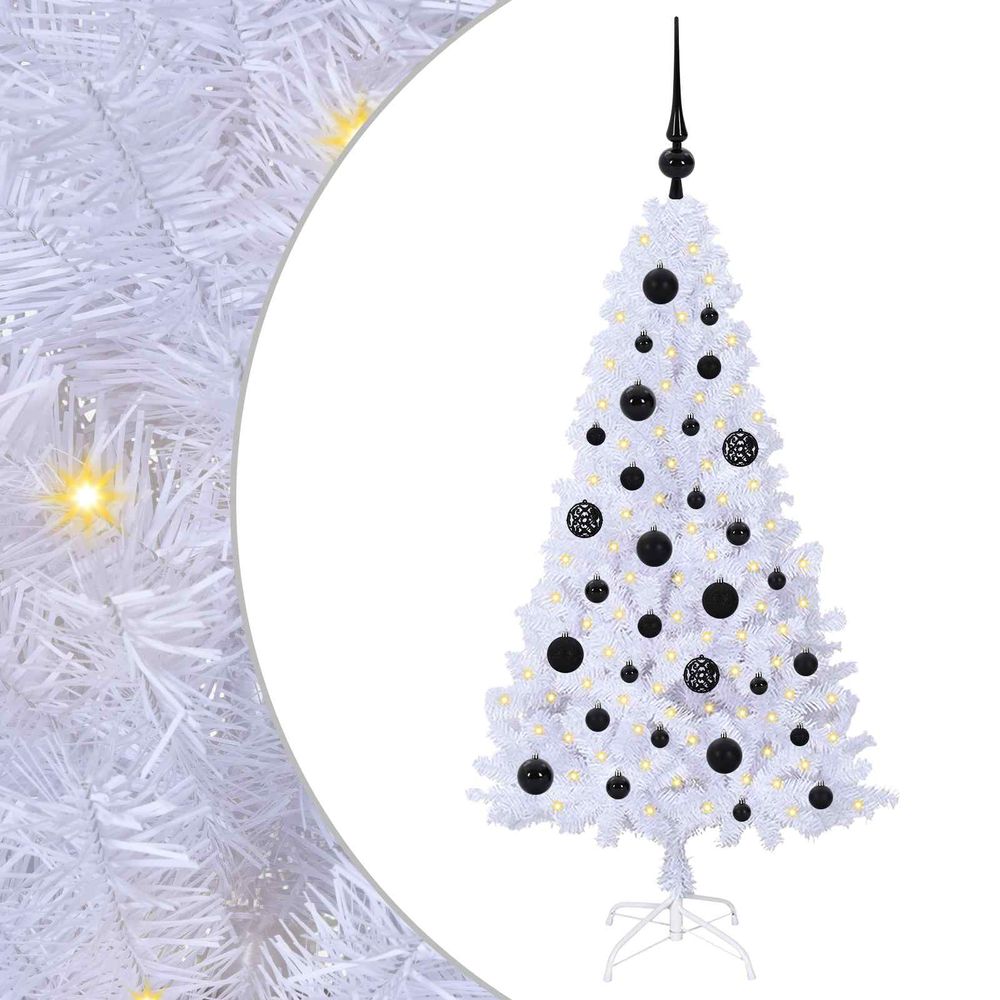 Sapin de noël artificiel blanc 120 cm pvc et acier