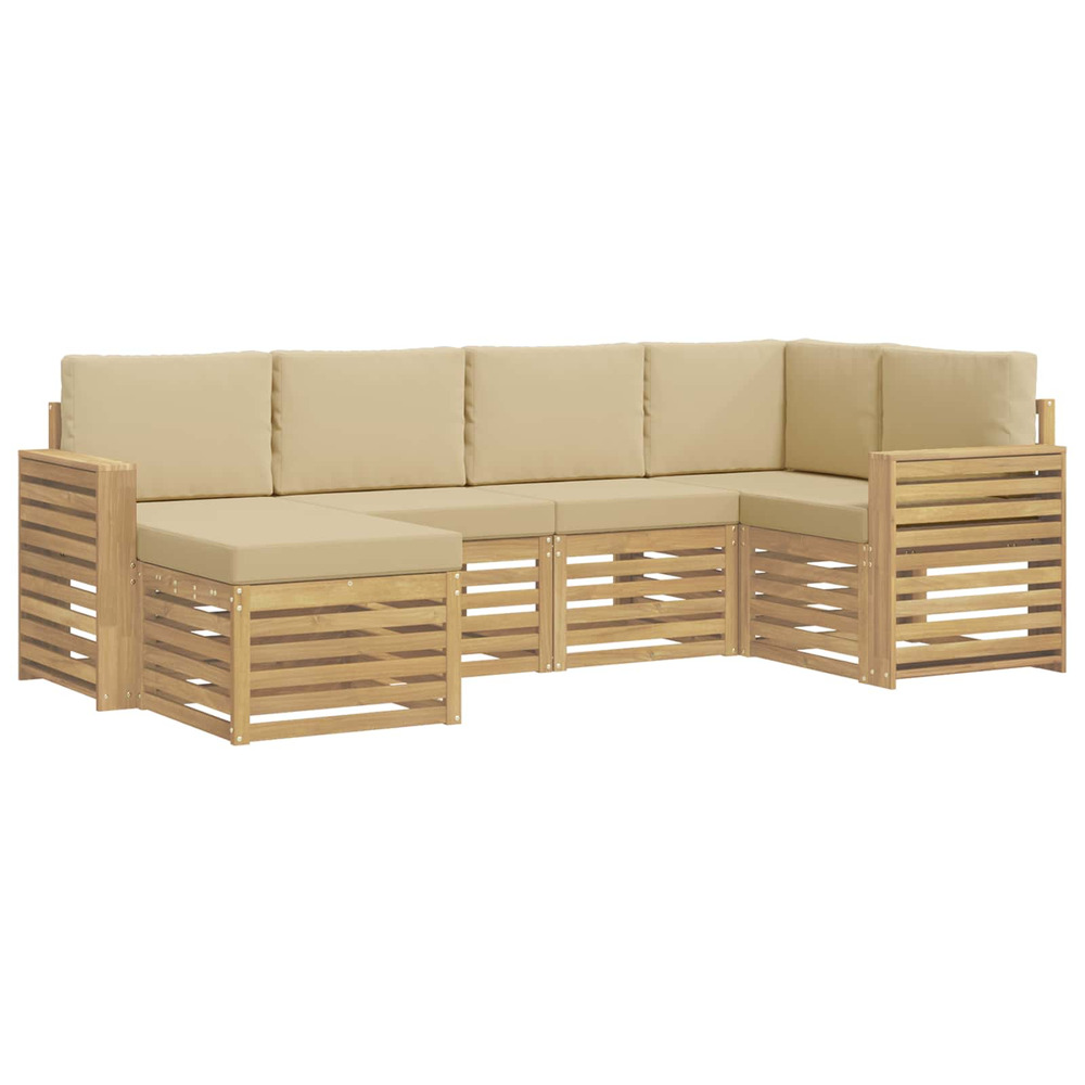 Ensemble de canapés d'extérieur 6 pcs blanc et beige polyester