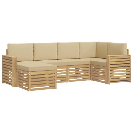 Ensemble de canapés d'extérieur 6 pc blanc et beige polyester
