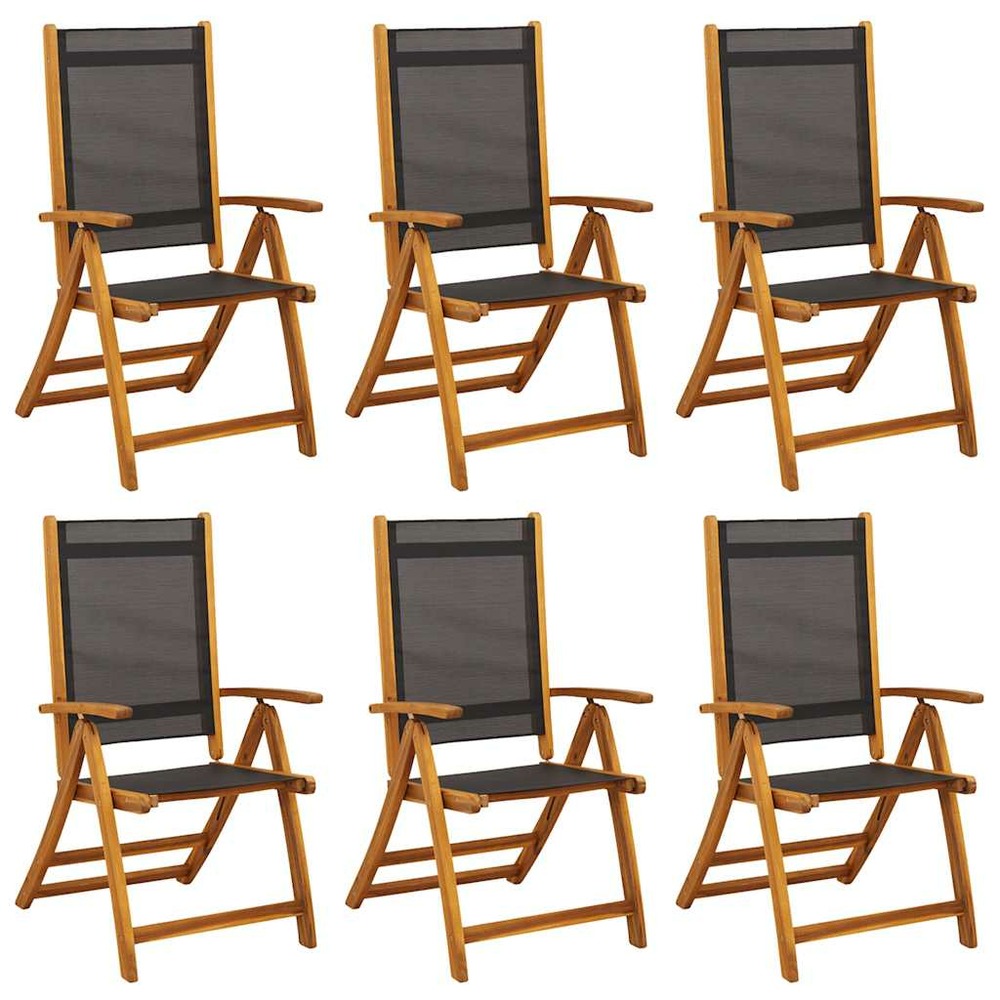 Chaises de jardin pliantes lot de 6 acacia massif et textilène