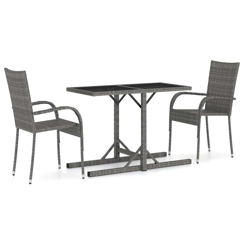 Ensemble à manger de jardin 3 pcs gris