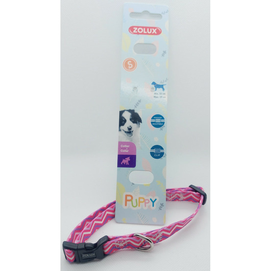 Collier puppy pixie 13 mm 25 à 39 cm couleur rose pour chiots