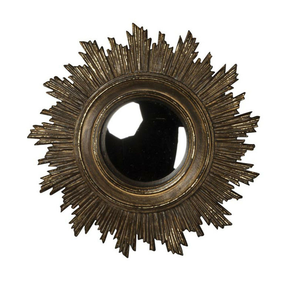 Miroir convexe soleil doré antique 18cm