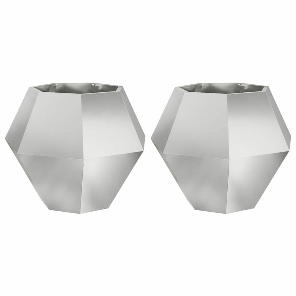 Jardinière d'extérieur 2 pc argenté 75 x 75 x 60 cm acier galvanisé
