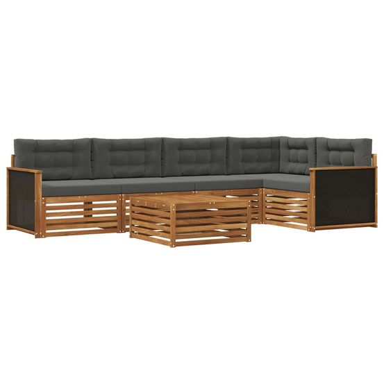 Ensemble de canapés d'extérieur 6 pc naturel et anthracite
