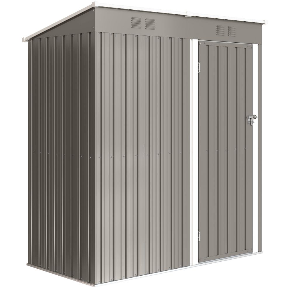 Abri de jardin 1,37 m² - cabanon porte verrouillable - tôle d'acier ondulé gris blanc