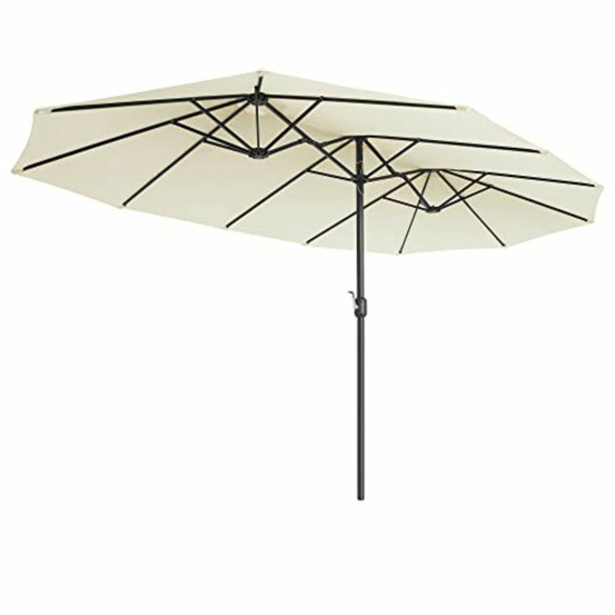 Parasol double 460 x 270 cm ombrelle extra large pour terrasse protection upf 50+ avec manivelle pour jardin extérieur piscin