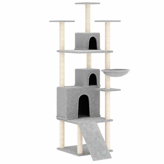 Arbre à chat avec griffoirs en sisal gris clair 175 cm