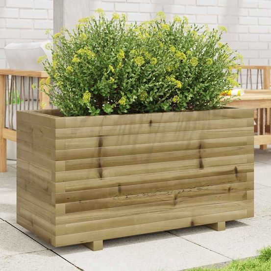 Grande jardinière bois traité autoclave extérieur jardin 90x40cm