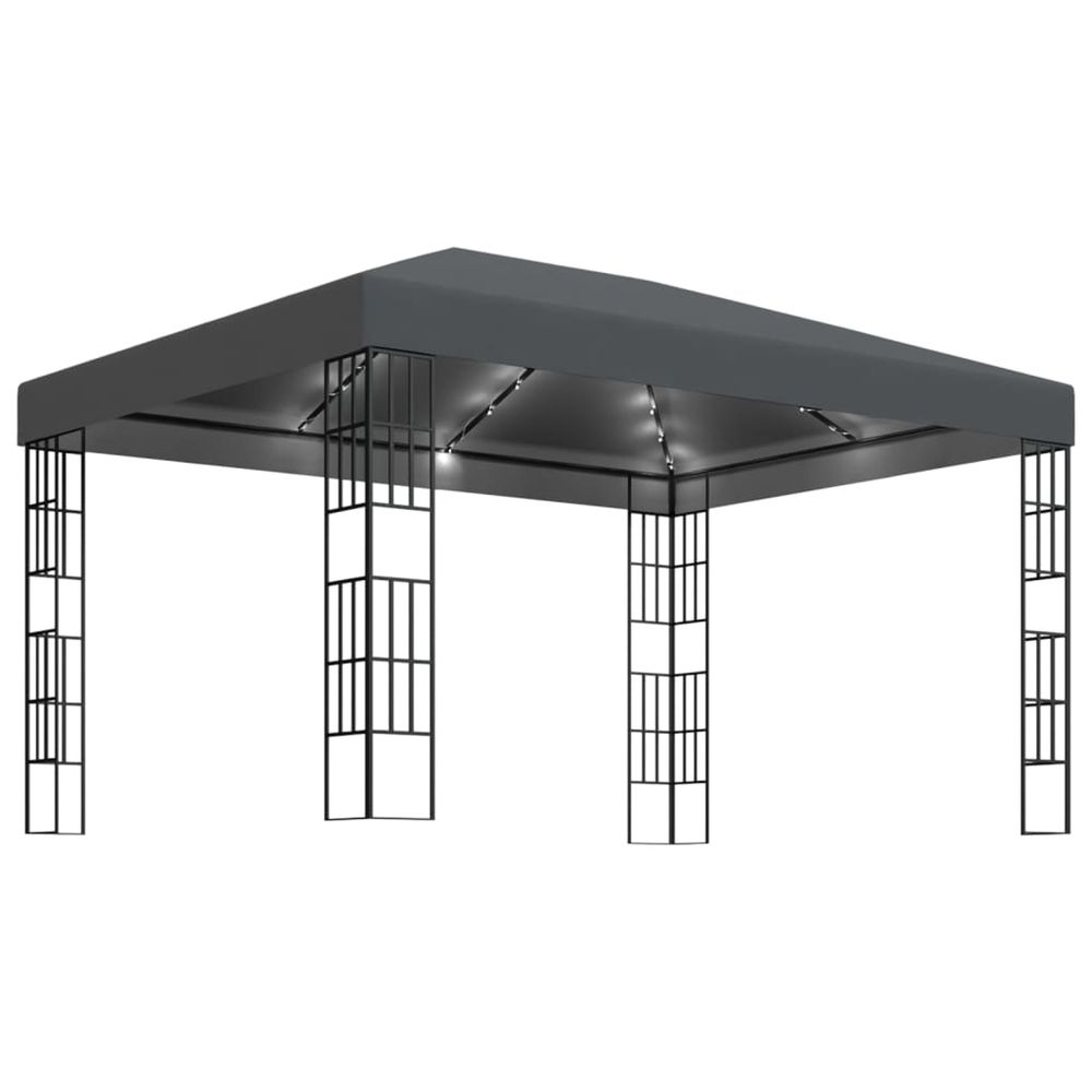 Tonnelle avec guirlande lumineuse à led 3x4 m anthracite
