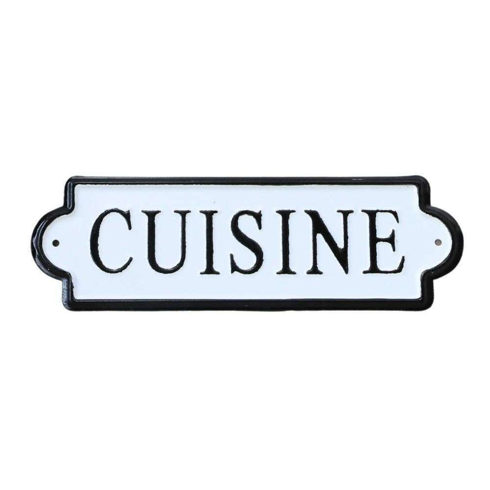 Plaque de porte décorative vintage cuisine aluminium blanc 25. 5x9cm