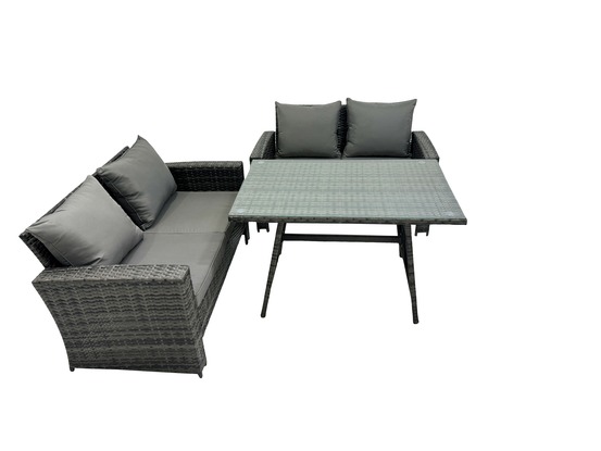 3 pièces ensemble de canapé en rotin extérieur gris foncé mixte