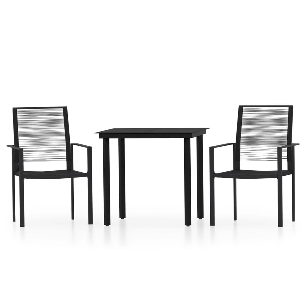 Ensemble à manger de jardin 3 pcs noir