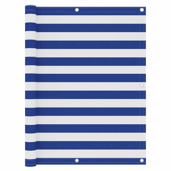 Écran de balcon blanc et bleu 120x300 cm tissu oxford