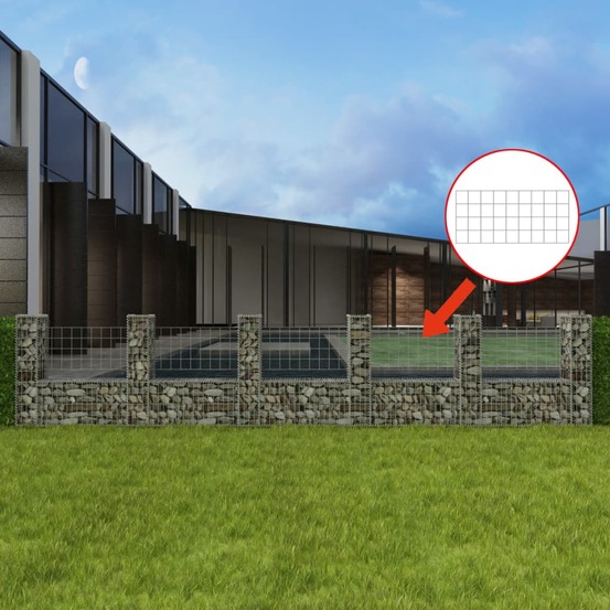 Panier de gabion en forme de u acier galvanisé 570x20x100 cm