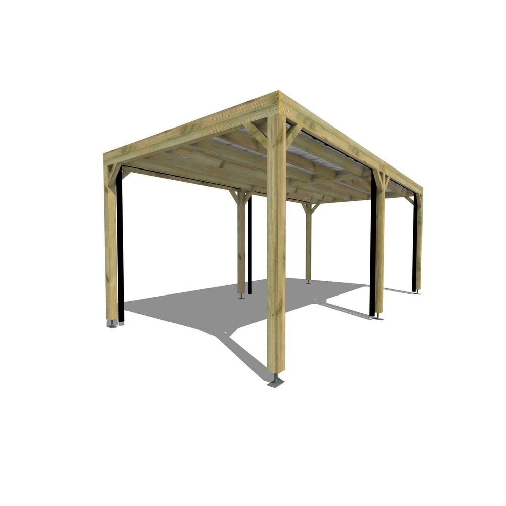 Carport bois autoportant 19 m² • 6 x 3 m • hauteur de passage 2,37 m • sens largeur • livraison comprise