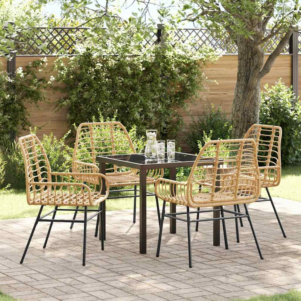 Ensemble de salle à manger pour jardin 5 pcs marron polyrotin