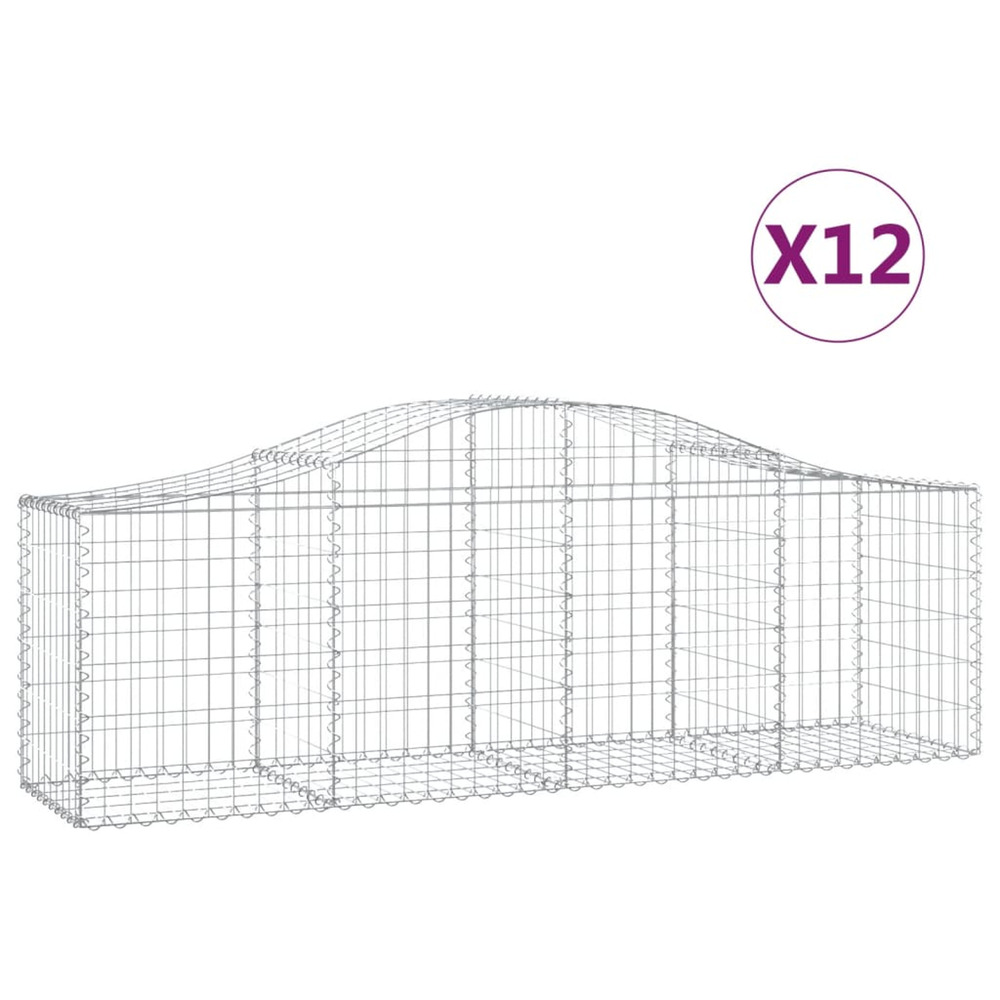 Paniers à gabions arqués 12 pcs 200x50x60/80 cm fer galvanisé