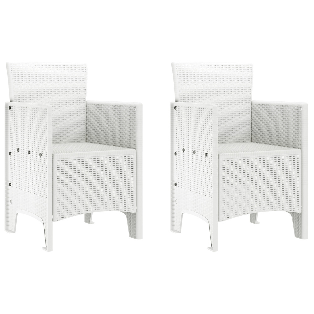 Chaises de jardin 2 pcs en poly rotin blanc