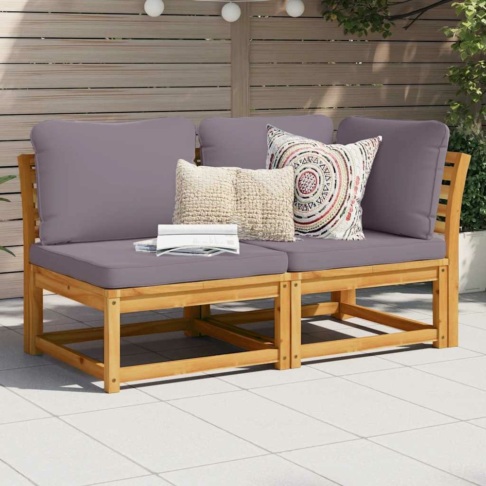 Salon de jardin 2 pcs avec coussins bois massif d'acacia