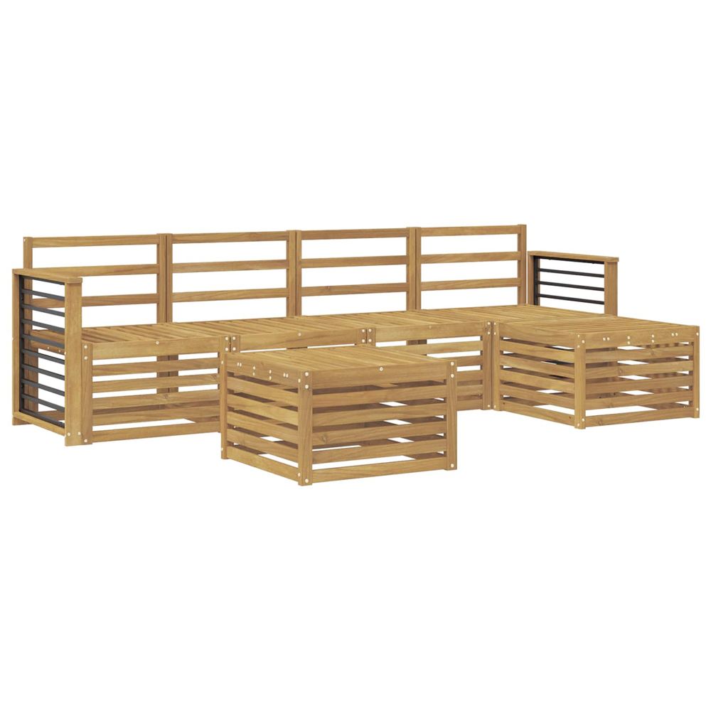 Ensemble de canapés d'extérieur 6 pc blanc bois d'acacia massif