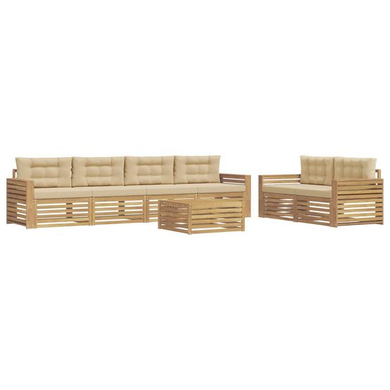 Ensemble de canapés d'extérieur 7 pc blanc et beige