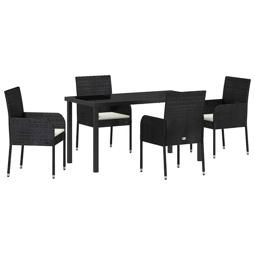 Ensemble de salle à manger pour jardin 5 pcs noir polyrotin