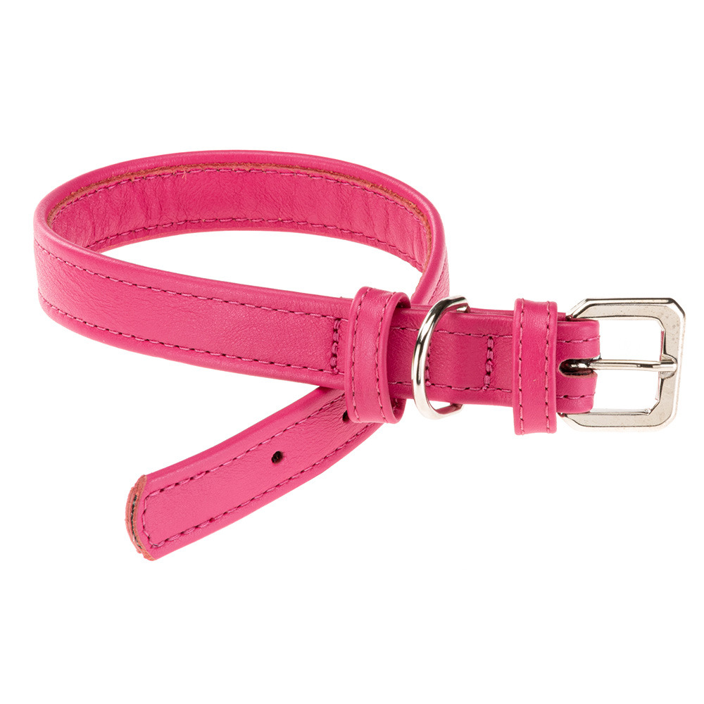 Collier pour chiens vogue cf20/39, cuir véritable, réglable, boucle en métal, rose