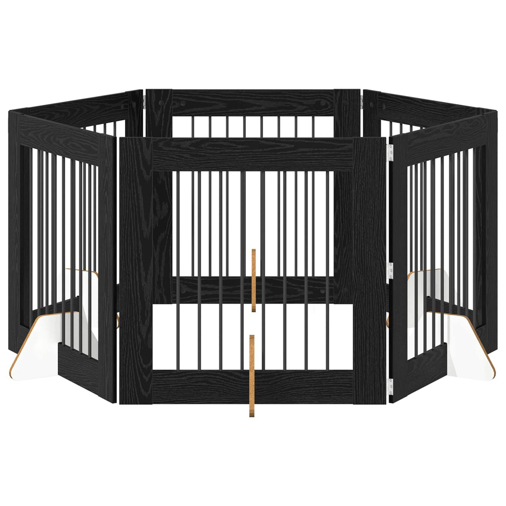 Portillon pour chien avec supports 6 pcs chêne noir 80 x 80 cm