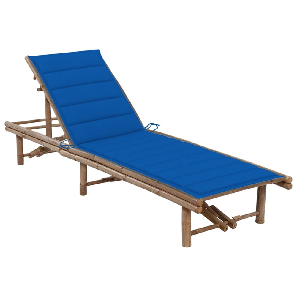 Chaise longue de jardin avec coussin bambou bain de soleil
