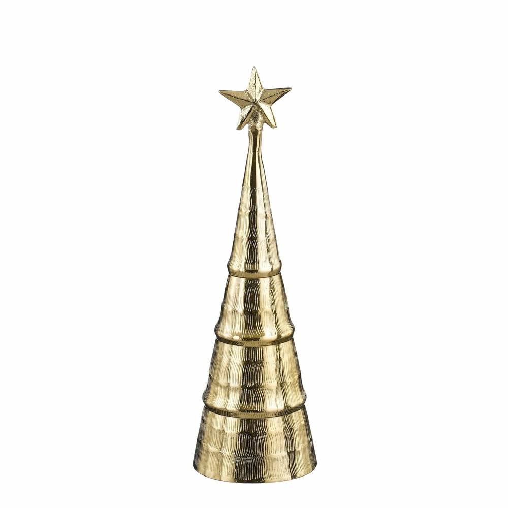 Mica decorations - décoration sapin de noël en aluminium doré h36