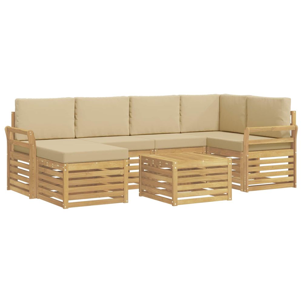 Ensemble de canapés d'extérieur 7 pc blanc et beige polyester