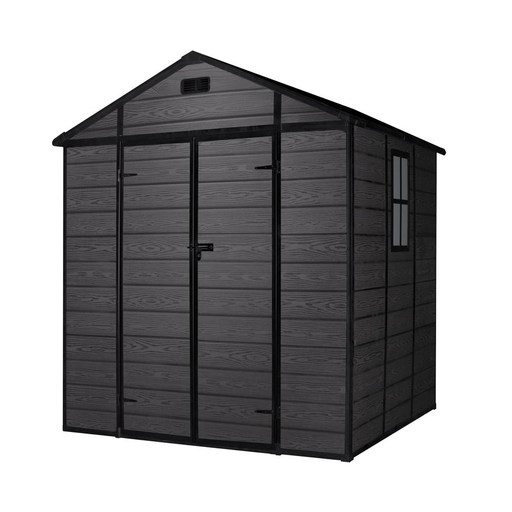 Abri résine noir 4,6m² aqua - 178x178x196cm - abri de jardin extérieur - double porte abattante - fenêtre avec lumière naturelle