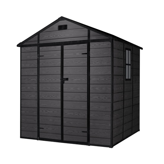 Abri résine noir 4,6m² aqua - 178x178x196cm - abri de jardin extérieur - double porte abattante - fenêtre avec lumière naturelle