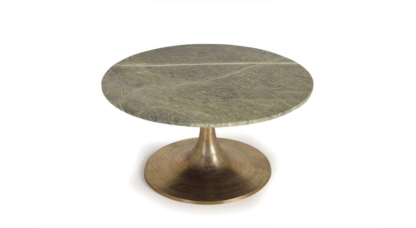 Table basse fer, marbre or 74x74x38cm - fer-marbre