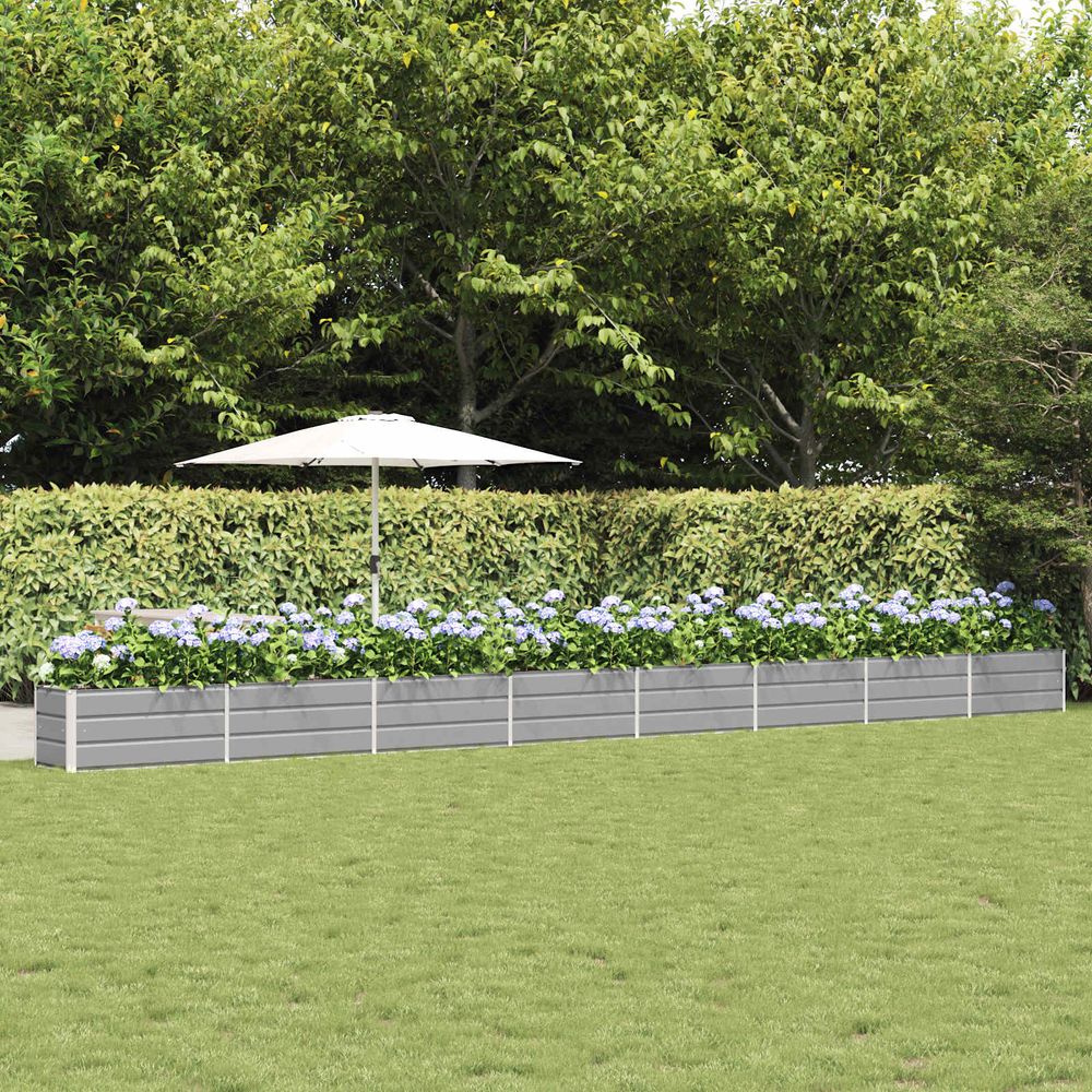 Jardinière géante acier galvanisé pour aménagement public et jardin 770x50x45 cm gris clair
