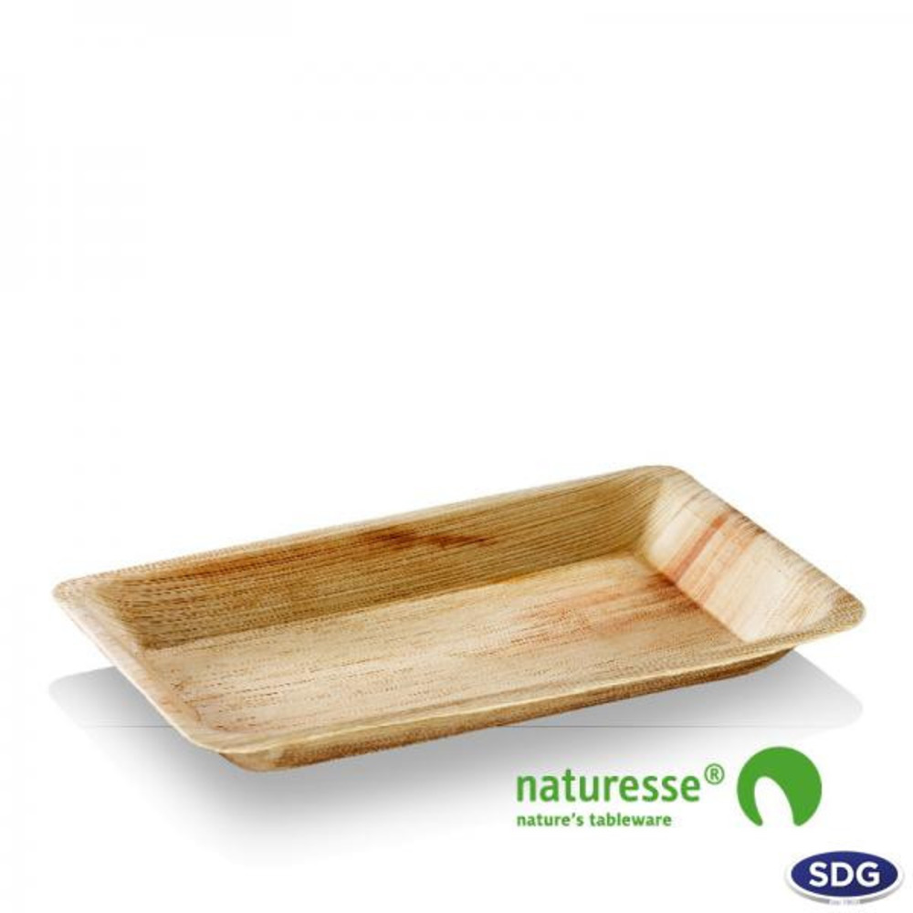 Assiette rectangulaire feuille de palmier 24x16 cm - sdg lot de 100