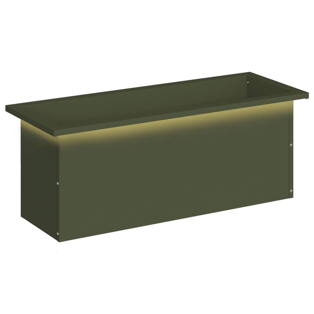 Jardinière d'extérieur de jardin avec led vert olive 30 x 80 x 30 cm acier