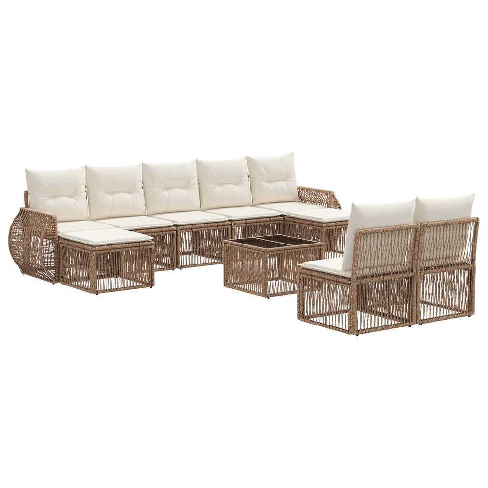 Ensemble de canapé de jardin 10 pcs beige et blanc crème