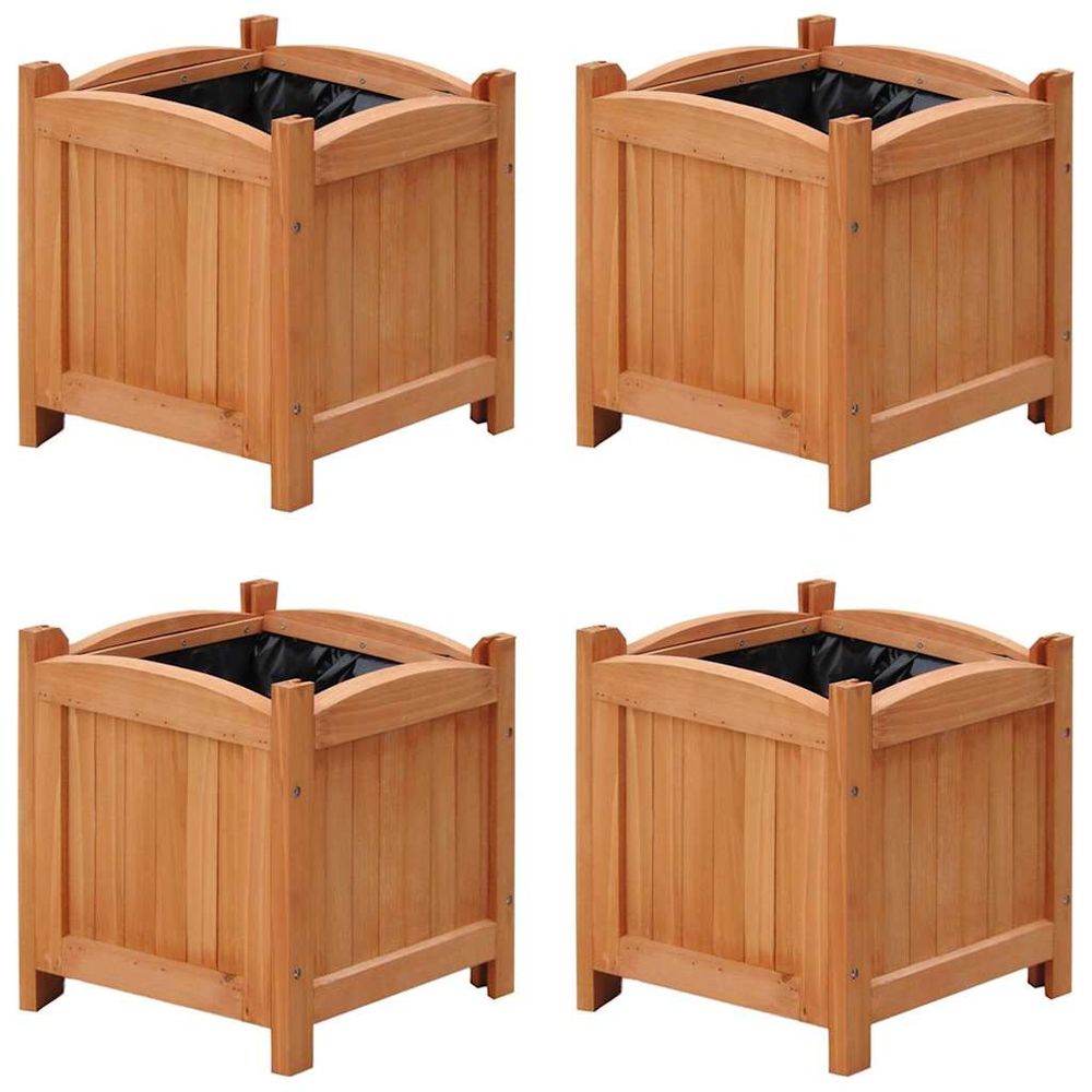 Lot de 4 carrés potagers en bois massif pour jardin et terrasse 30cm