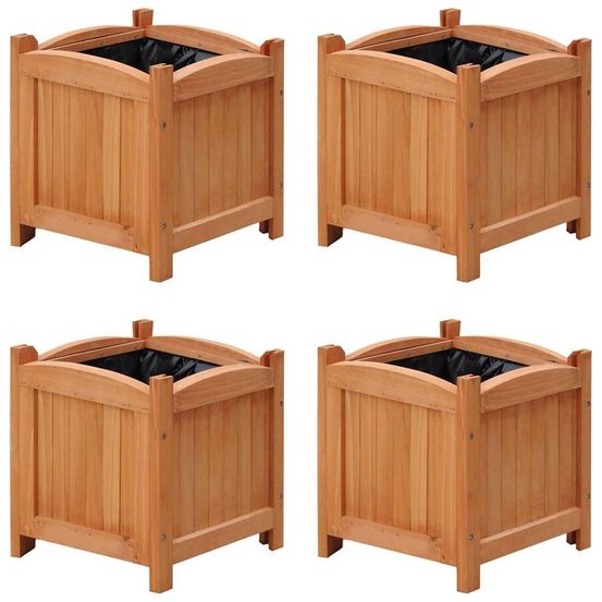 Lot de 4 carrés potagers en bois massif pour jardin et terrasse 30cm