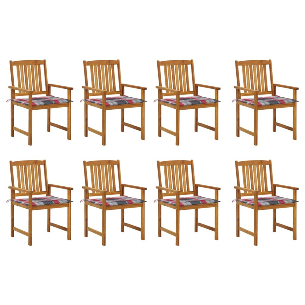 Chaises de jardin avec coussins lot de 8 bois d'acacia solide