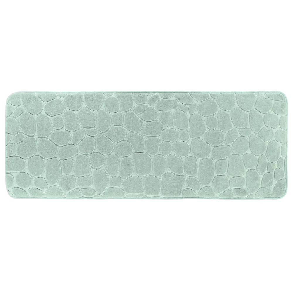 Tapis memoire de forme microfibre galet 45x120 cm - vert eucalyptus
