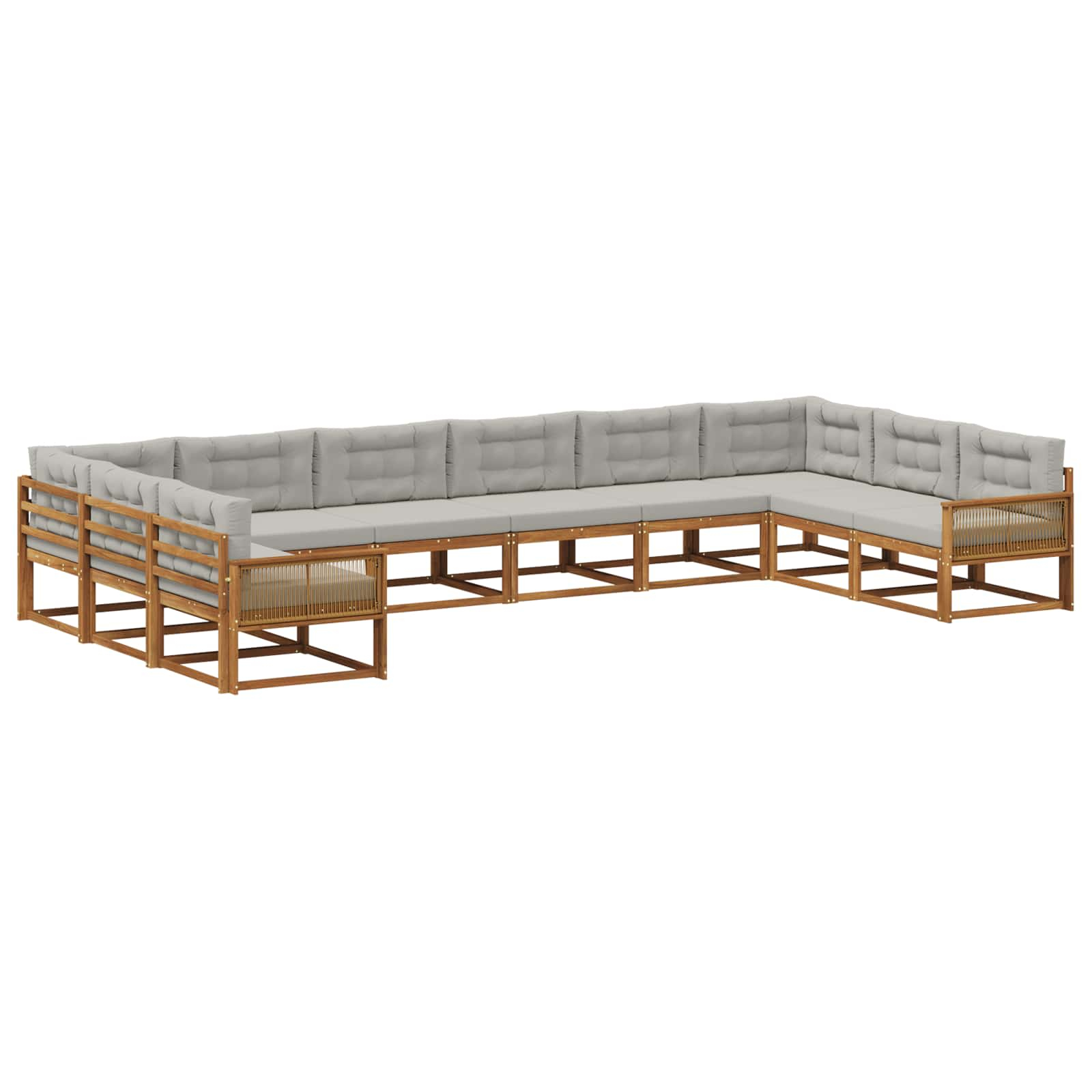 Ensemble de canapés d'extérieur 10 pcs naturel et gris clair