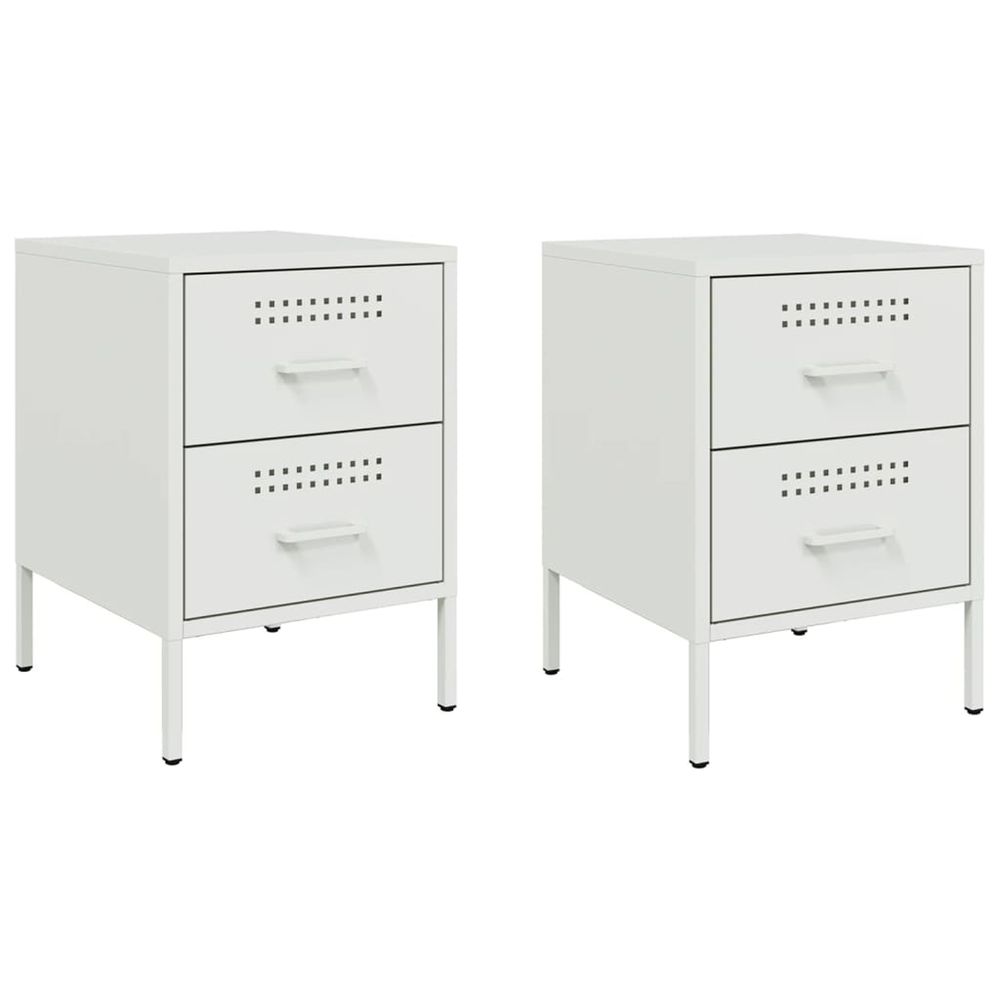 Tables de chevet 2 pcs blanc 36x39x50,5 cm acier