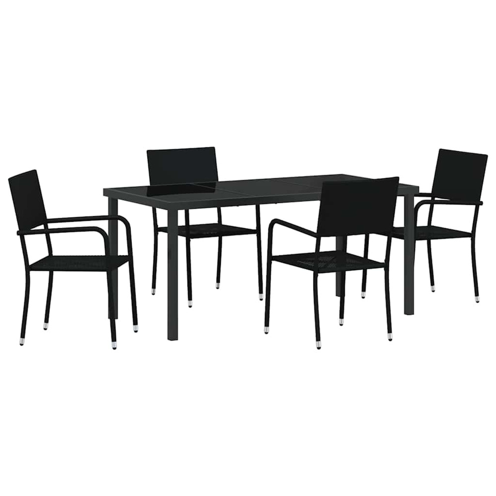 Ensemble de salle à manger pour jardin 5 pcs noir polyrotin