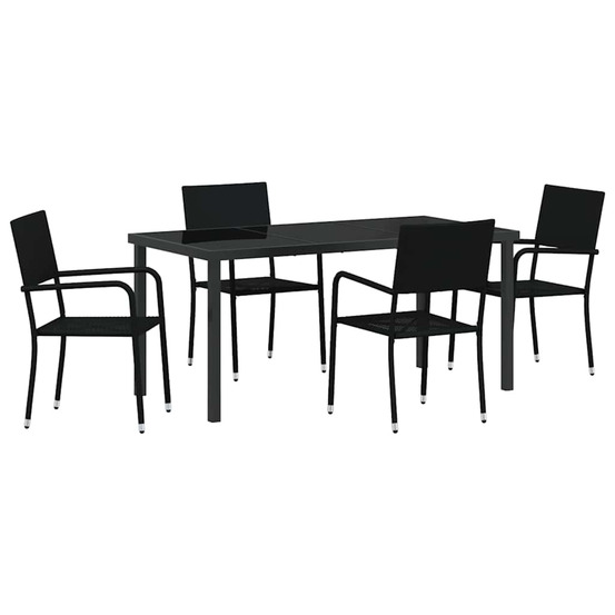 Ensemble de salle à manger pour jardin 5 pcs noir polyrotin