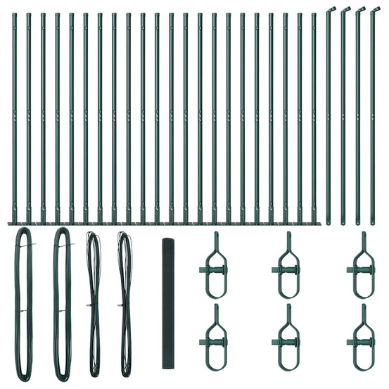 Clôture avec poteaux vert 1.4 x 50 m acier