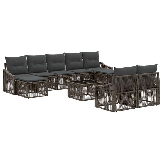Ensemble de canapé de jardin 10 pc gris polyrotin